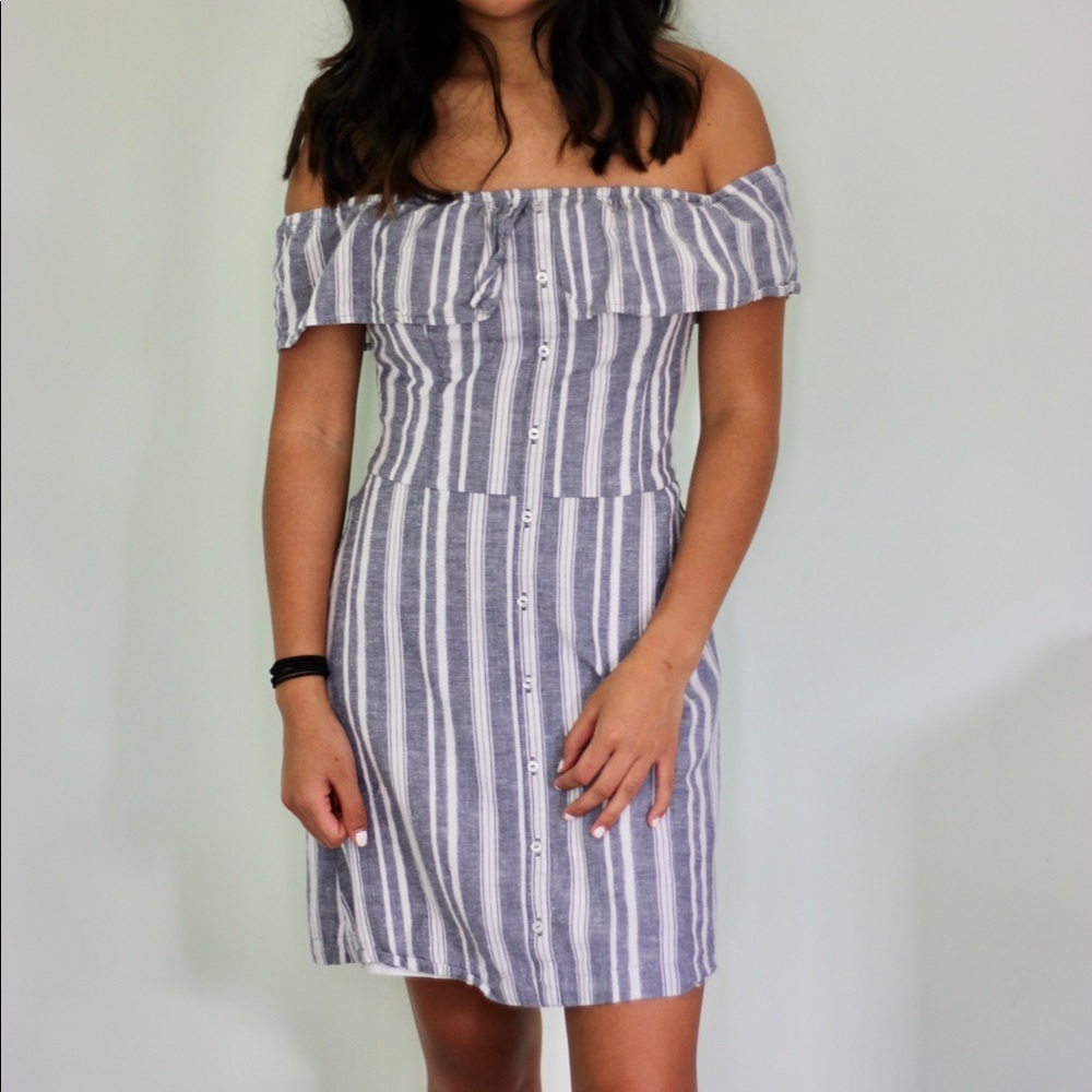 Striped Off Shoulder Dress